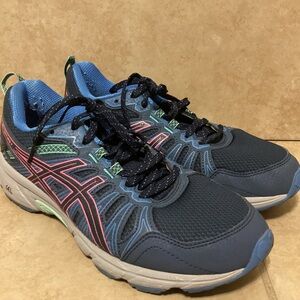 Blue and Pink ASICS Athletic Sneakers